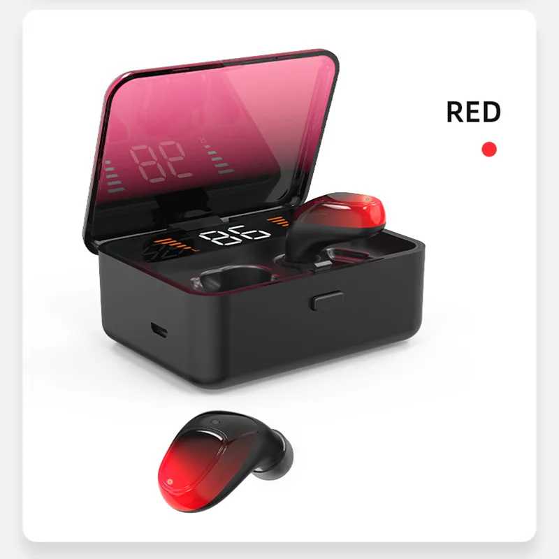 Red CRDC Bluetooth 5,0 наушники TWS 3D стерео беспроводной ушной телефон HIFI IPX5 спортивный наушник громкой связи игровая гарнитура с микрофоном 2000 мАч - Цвет: Red
