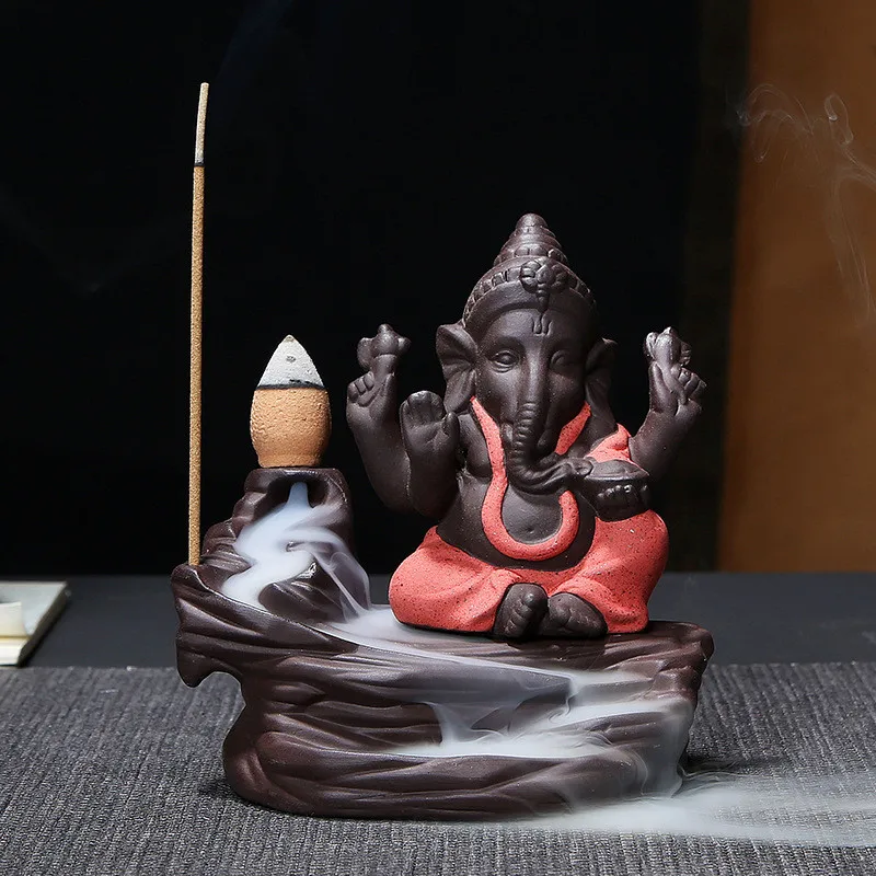 Керамический Бог слон Ganesha курильница для благовоний горелка Индия водопад курильница подставка для ароматических палочек домашний декор+ 20 шт Бесплатные конусы