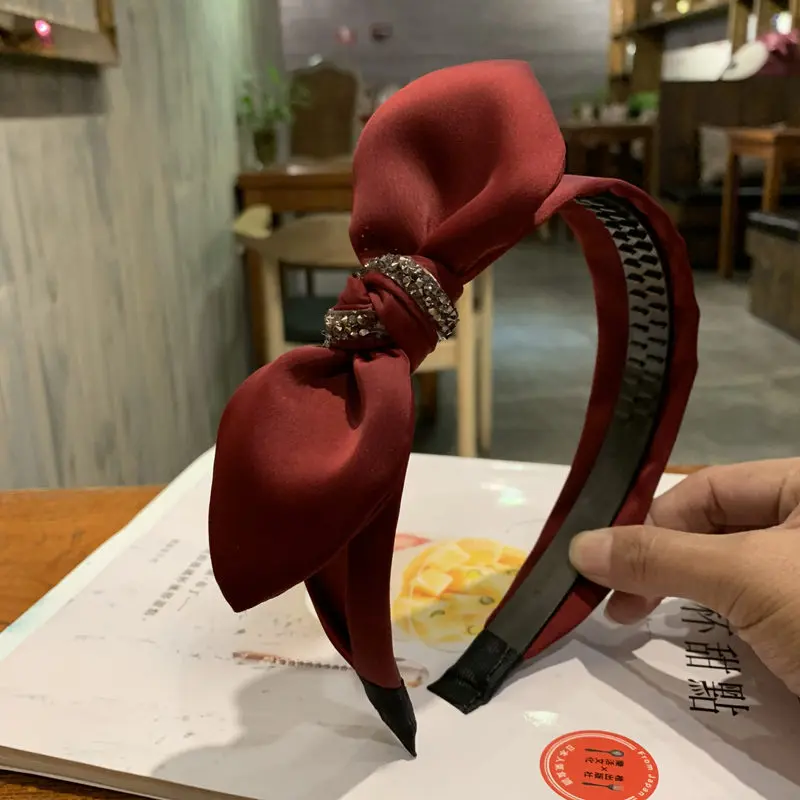 Rabbit Ears Cloth Bow Headband For Women Girls Hair Hoop Rhinestone Toothed Slip Korean Boutique Hairbands New Accessories |
