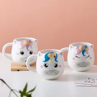 rainbow unicorn ceramic mug fresh candy color milk breakfast coffee cup office home creative christmas drinkware gift