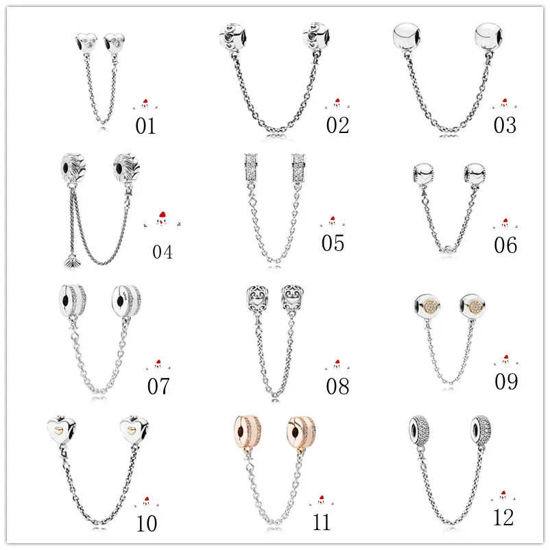 

100% 925 Sterling Silver 12 Fashionable And Exquisite Safety Chains Fit Pan Women Bracelet & Necklace Diy Jewelry