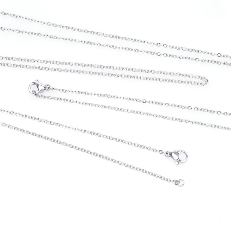 

10pcs/lot 1.2mm width 40cm/50cm/60cm/70cm/80cm/90cm Silver color Stainless Steel Link long Chain For DIY Necklace Jewelry Making