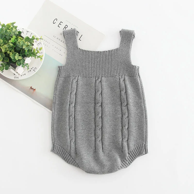 

Baby Boy Knitted Bodysuit Girls Cute Crochet Sleeveless Jumpsuit Toddler Kids Autumn Infant Knit Overalls