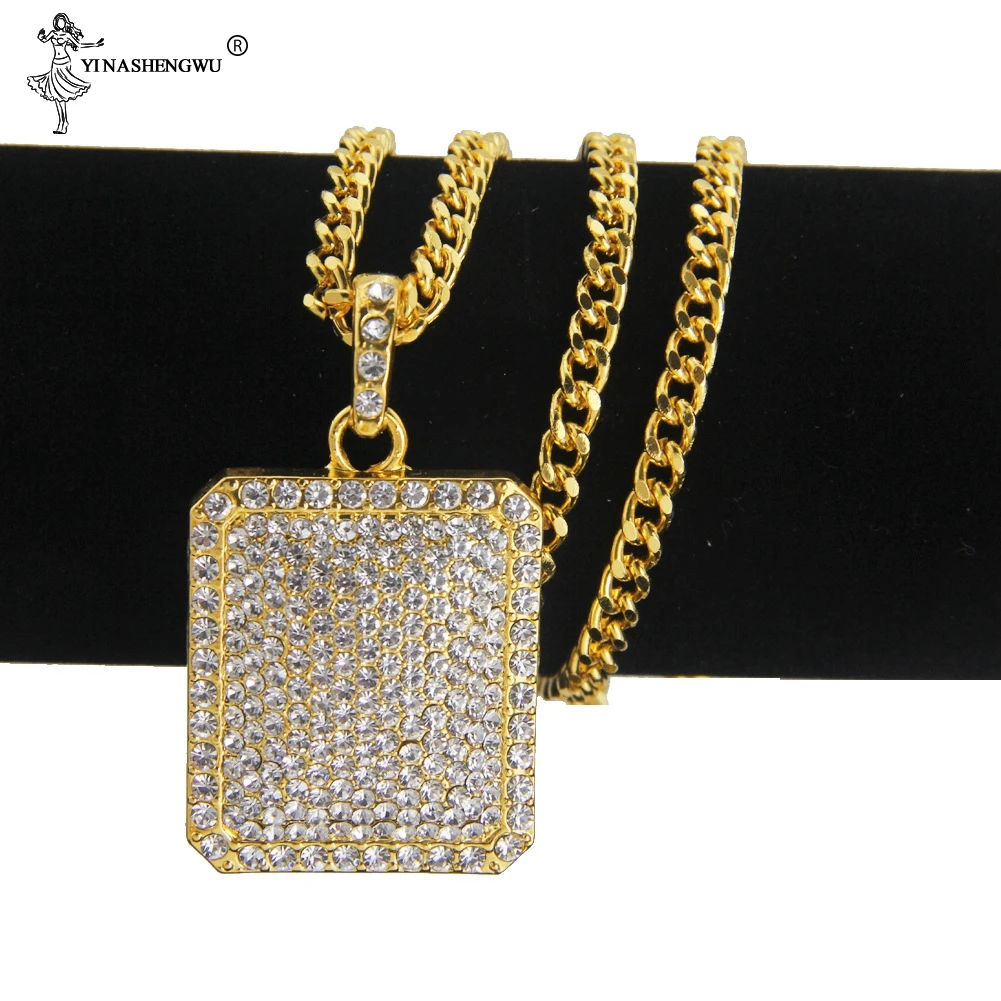 Роскошные золотые часы в стиле хип-хоп мужские ожерелье и браслет комплект из