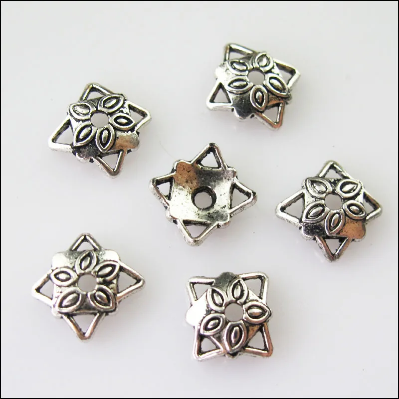 Модные тибетские серебряные квадратные концевые бусины 80 шт. соединители 8