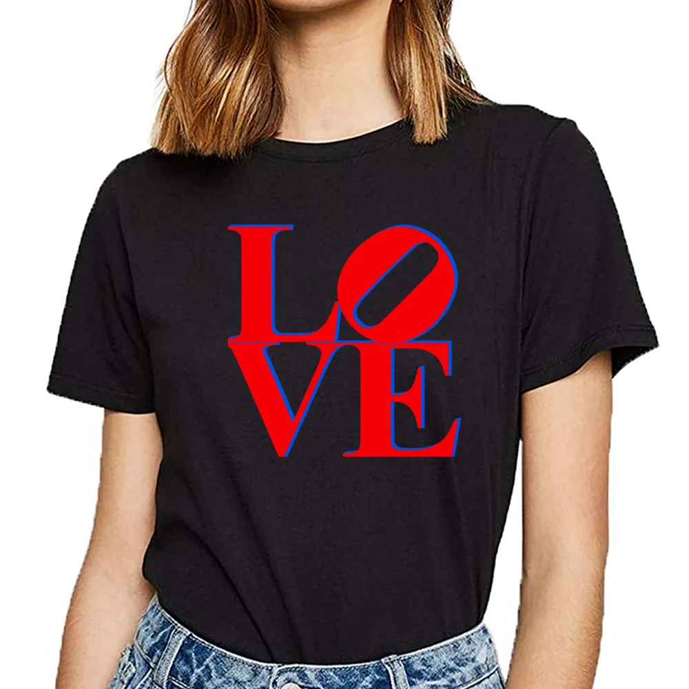 

Tops T Shirt love park philadelphia sign Basic Black Cotton Female Women's T-shirt