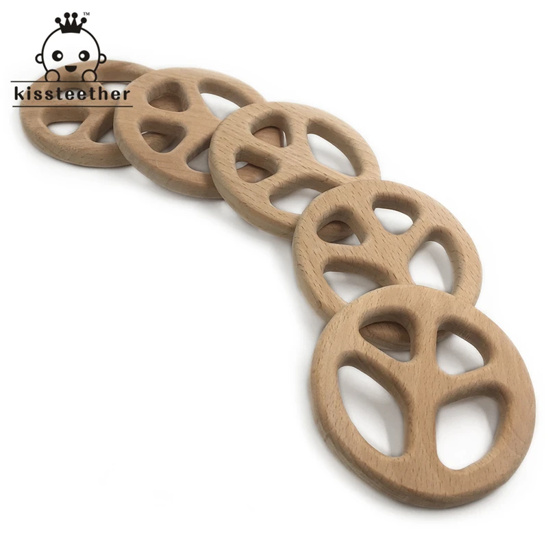 Mordedor seguro de madera hecho a mano para beb&eacute;, colgante org&aacute;nico Natural de madera de haya, Animal de juguete, accesorios para hacer joyas-1