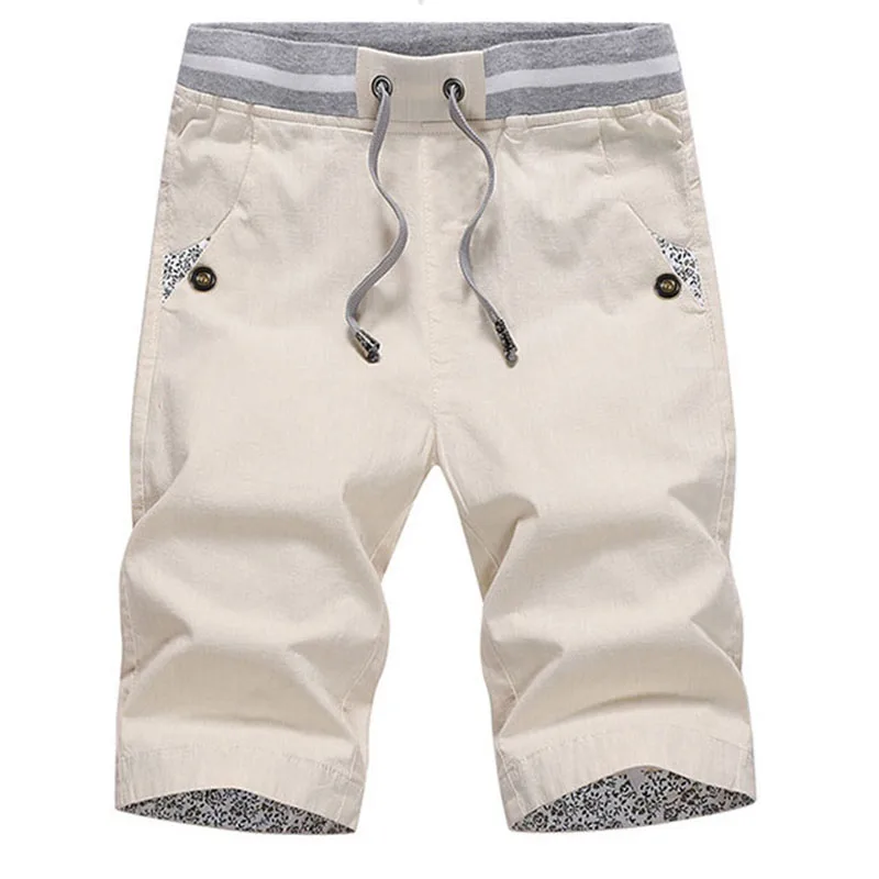 

Men's Summer Breeches Shorts 2021 Cotton Casual Bermudas Black White Boardshorts Homme Classic Brand Clothing Beach Shorts Male
