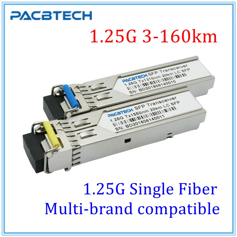 

10 пар/Лот, 1,25G SFP одиночное волокно от 3 км до 160 км, Bidi SC совместимый SFP волоконно-оптический трансивер, пара