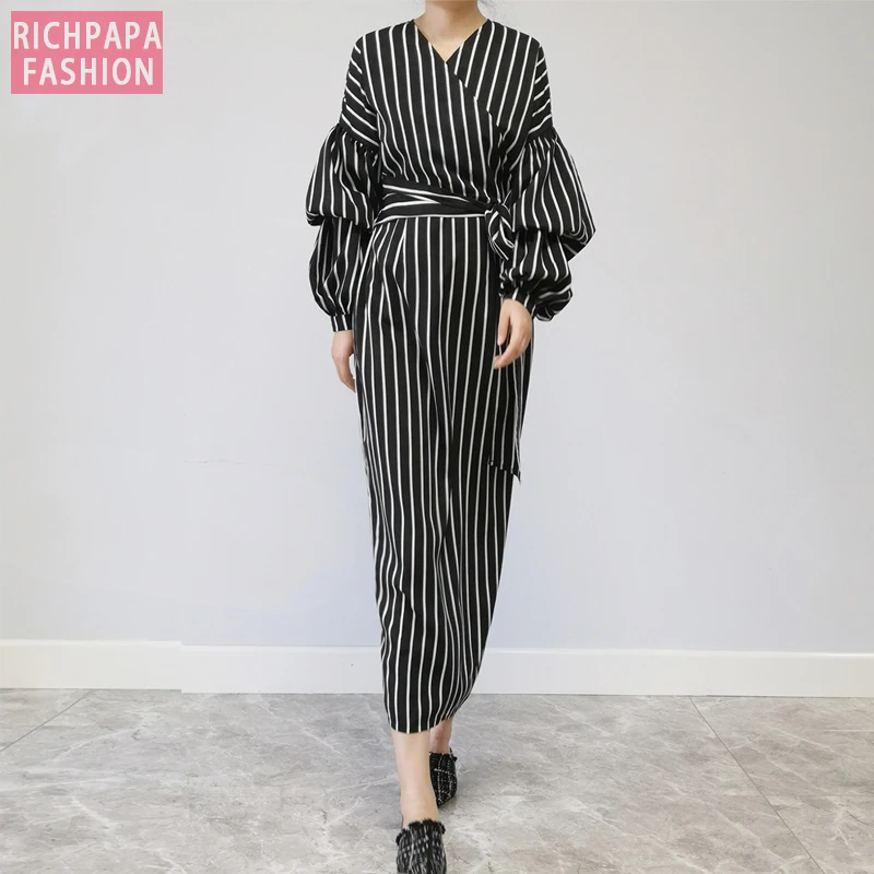 Vestidos Kaftan Abaya Dubai Arabic Women Long Striped Maxi Muslim Hijab Dress Caftan Marocain Turkish Islamic Clothing | Тематическая