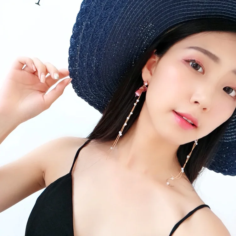 Новые корейские милые маленькие прозрачные розовые серьги с бантом украшенные