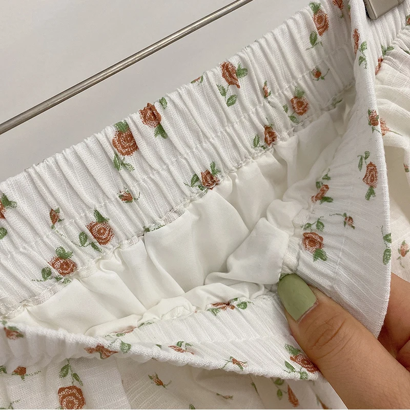 

TIGENA 2021 Summer Comfortable Cotton Midi Long Skirt Women Korean Cute Floral Print A Line High Waist Mid-length Skirt Female