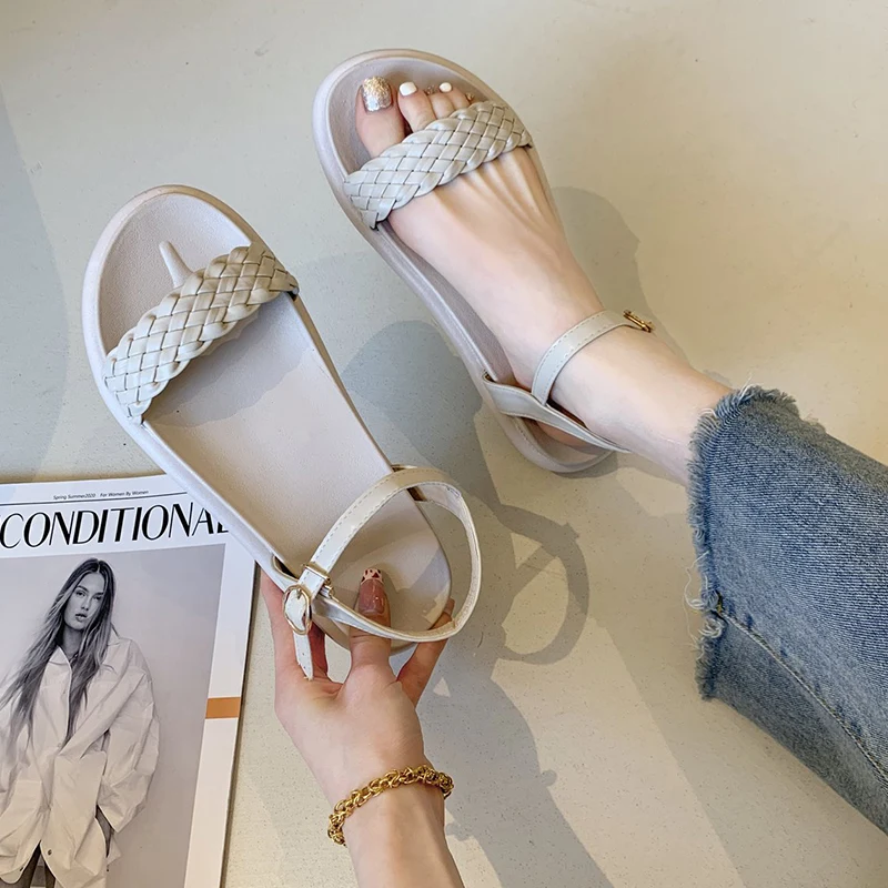 

Fashion Womens Shoes 2021 Med All-Match Female Sandal Clear Heels Clogs Wedge Luxury Medium Summer Girls Comfort Flat New Platfo