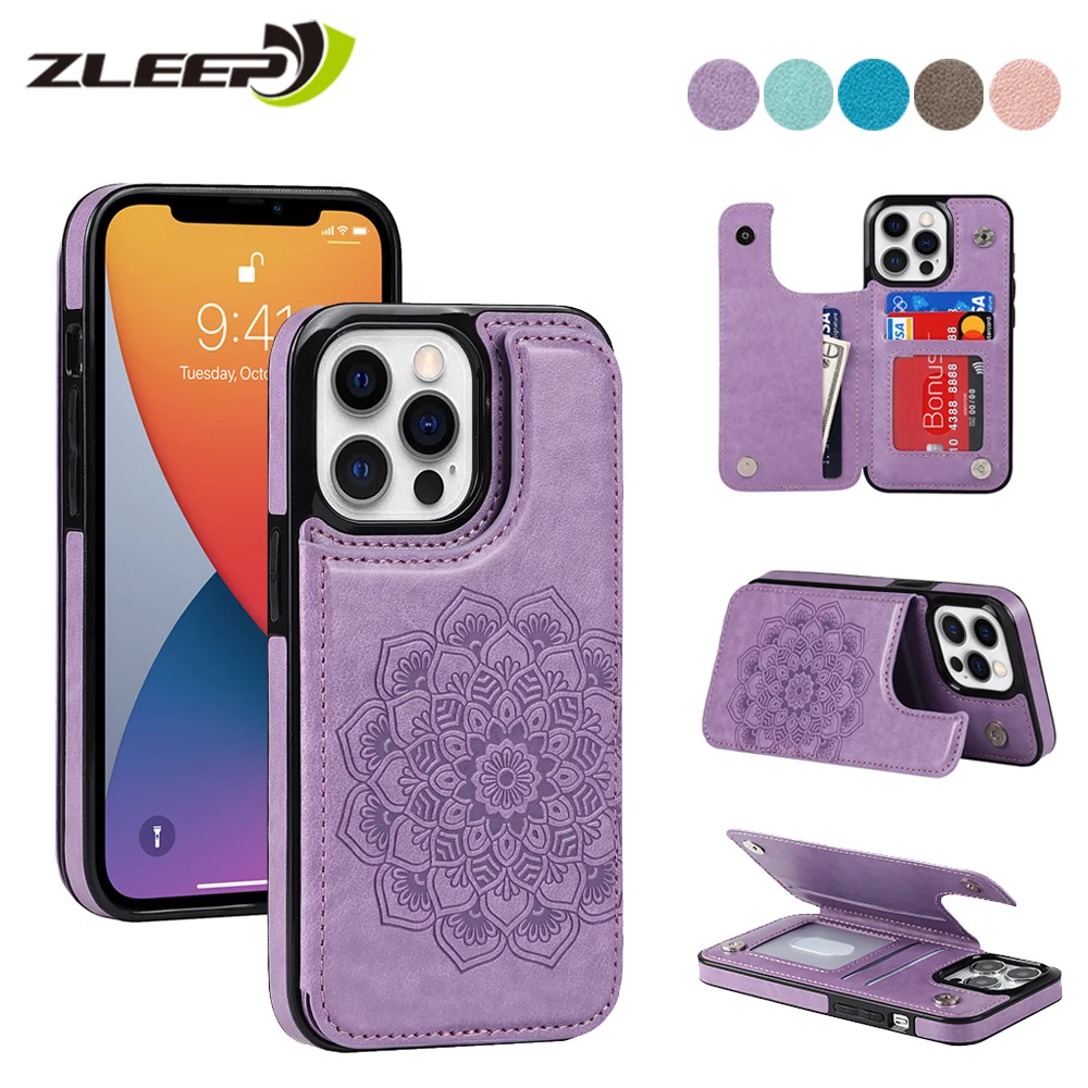 

Leather Phone Case For iPhone 13 12 Mini 11 Pro X XS Max XR 8 7 6 6S Plus 5 5S SE 2020 Magnetic Card Slot Thin Bags Cover Coque