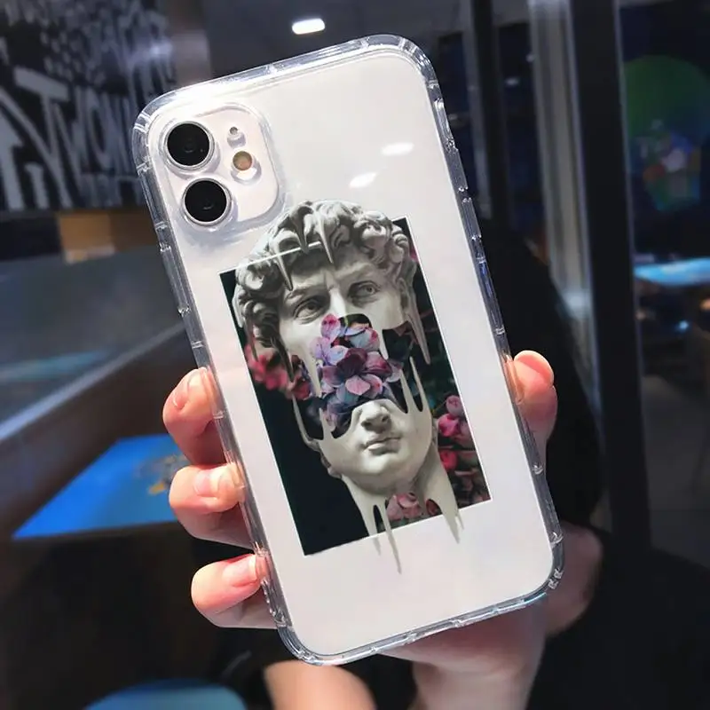 

Great Art Aesthetic David Mona Lisa Phone Case Transparent for iPhone 11 12 mini pro XS MAX 8 7 6 6S Plus X 5S SE 2020 XR