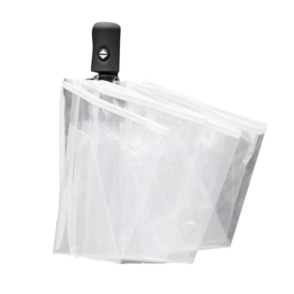 

3 Colors Fully Automatic Umbrella Three Folding Clear Windproof Umbrellas Women Men 8 Rib Rainproof Transparent Umbrella Gift