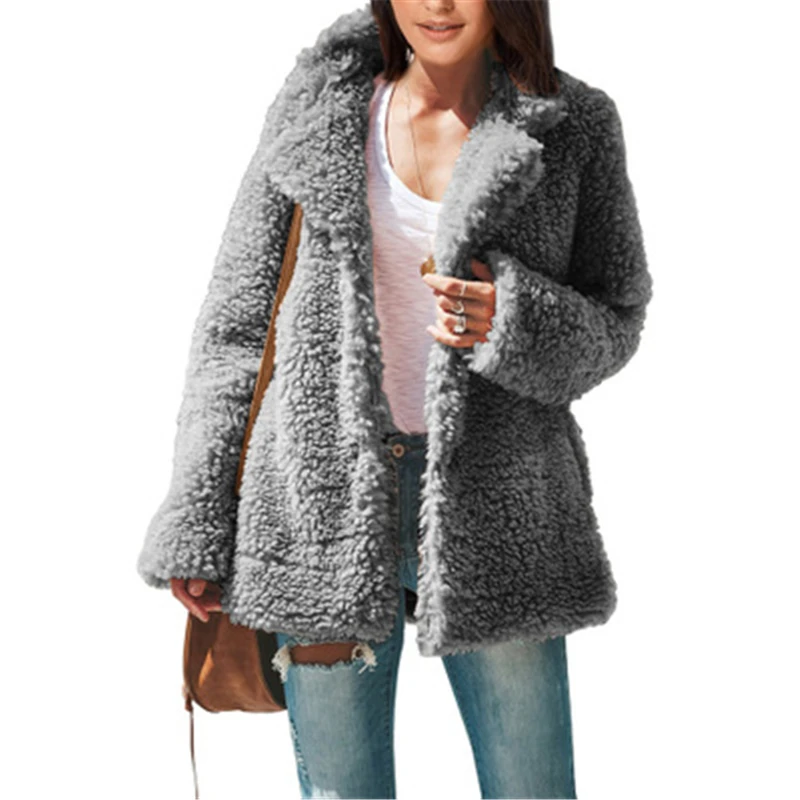 

2020 New Winter Woolen coat Female Fashion Solid color Imitation cashmere Large size Keep warm Thicken Women Tops High Grade