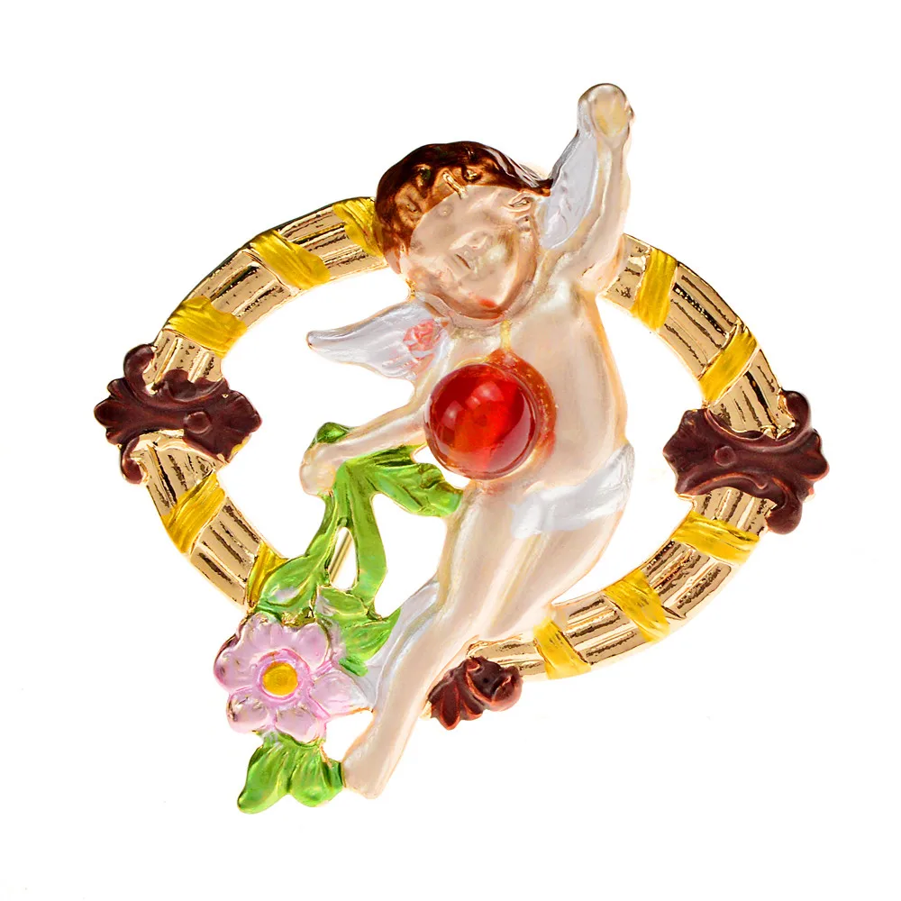 

CINDY XIANG 2 Colors Available Cute Angel Brooches For Women Fashion Kids Pin Flower Jewelry High Qaulity New 2021