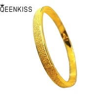 qeenkiss bt592 fine jewelry wholesale fashion hot woman girl mother birthday wedding gift matte round 24kt gold bracelet bangle