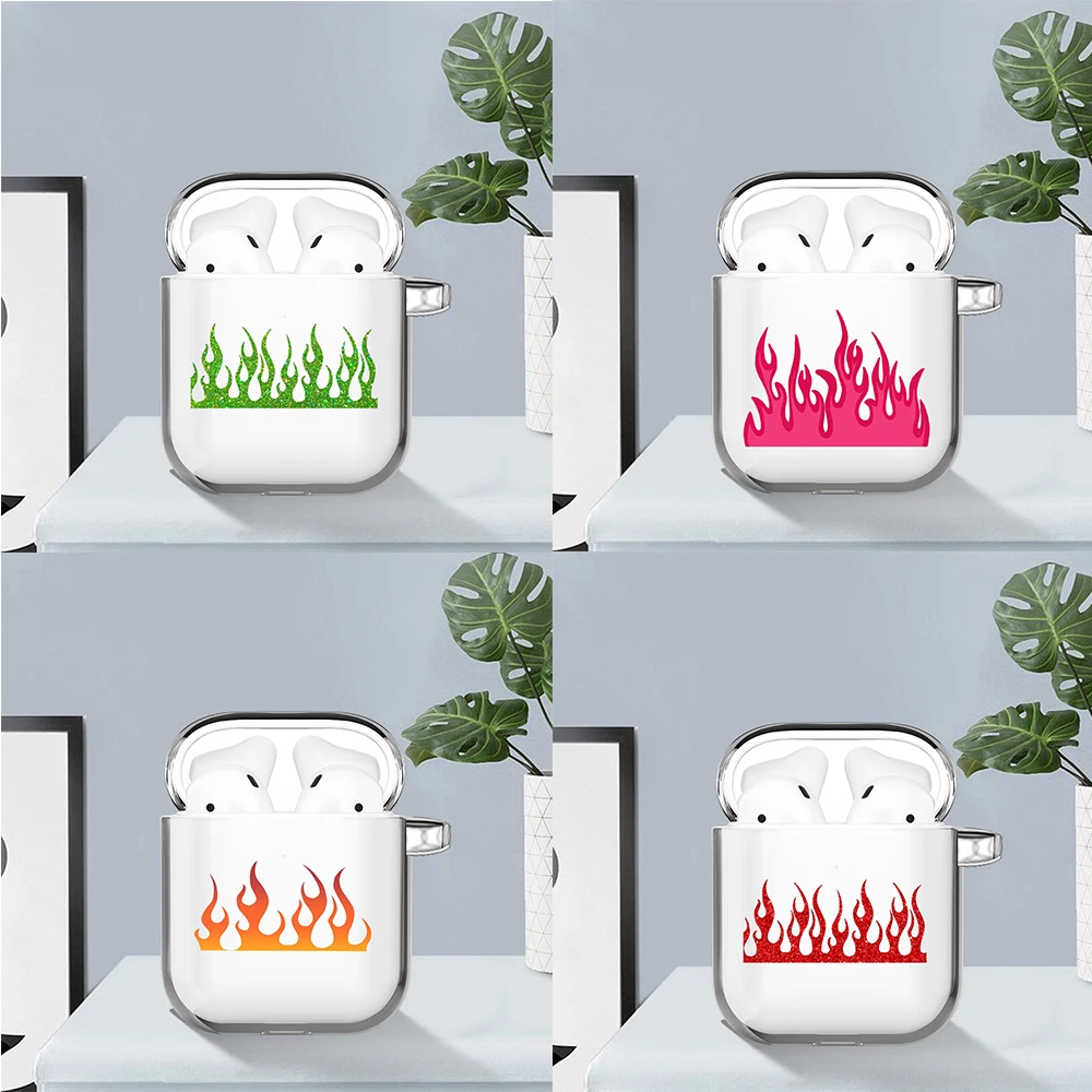 

Flame green red Earphone Case for Apple AirPods Case Silicone Transparent Protective Cover for Airpods Accessories Charging Box