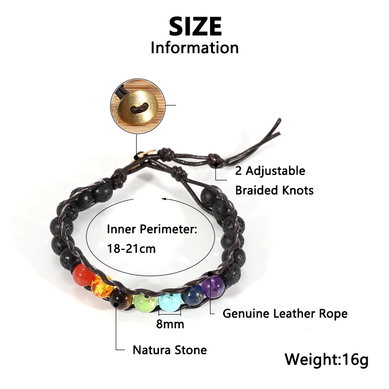 Мужской и женский браслет из натурального камня 7 Чакр тигровый глаз лавовый