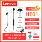 Оригинальные беспроводные наушники Lenovo HE01, Bluetooth 5,0, спортивные стереонаушники на магните, Bluetooth наушники для бега с шейным ремешком