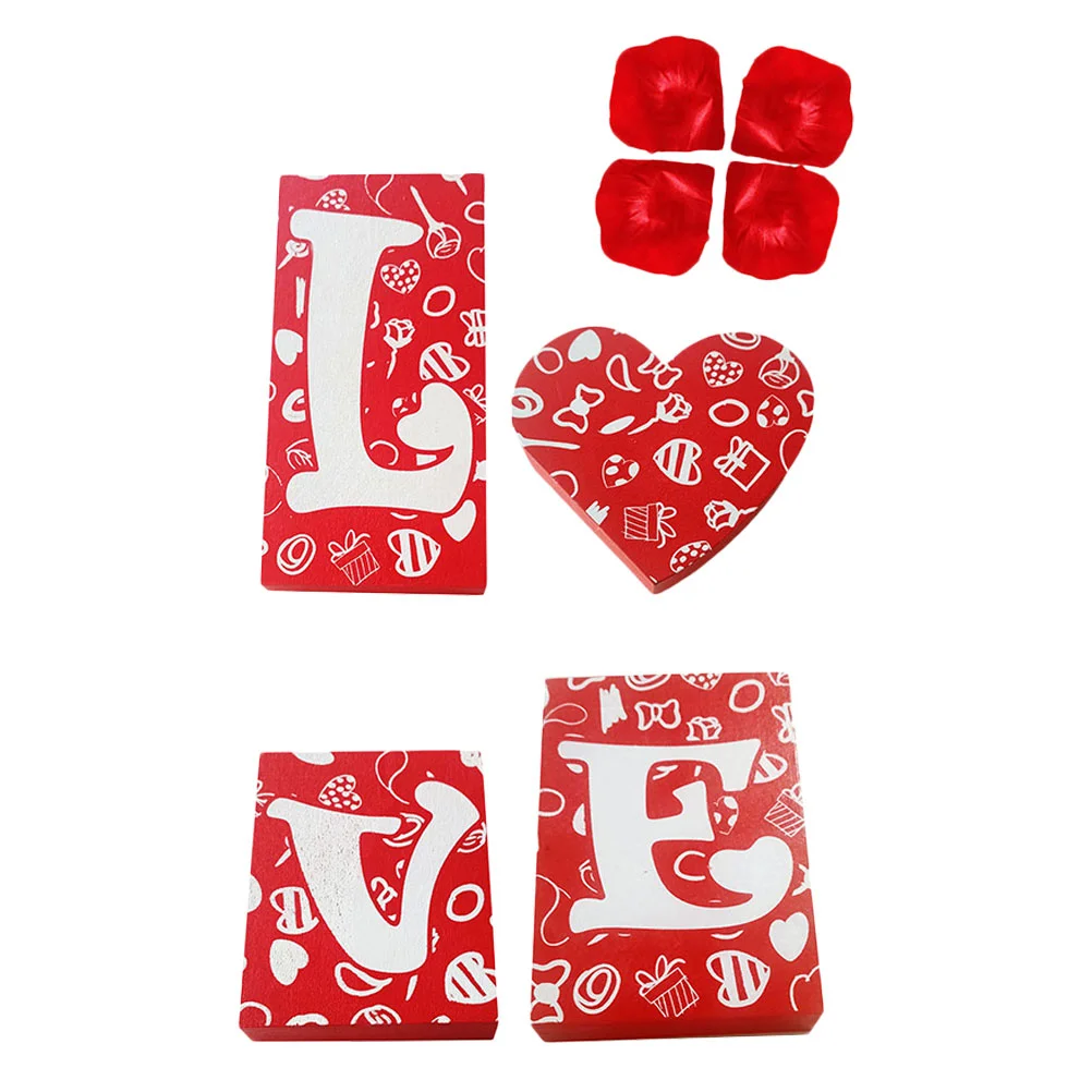 

1 Set Wooden Letter Adornment Alphabet Ornament Valentine's Day Photo Prop