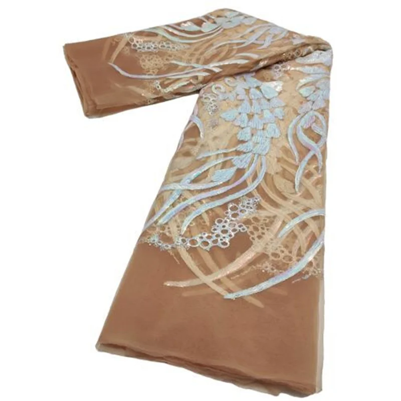 

Nigerian Lace Fabrics 2022 White High Quality Sequins Lace African Lace Fabric For Wedding Sewing French Tulle Lace Material