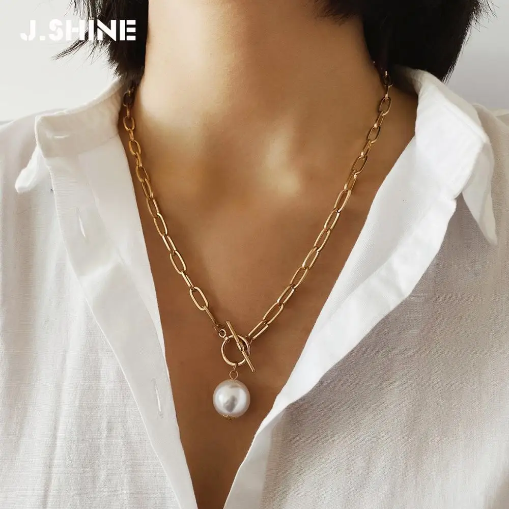 JShine Готическая жемчужная подвеска в стиле барокко ожерелье для женщин свадьба