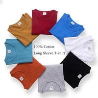100 cotton clothing for girls summer 2021 boys t shirts casual long sleeve tops all match childrens undershirt teens clothes
