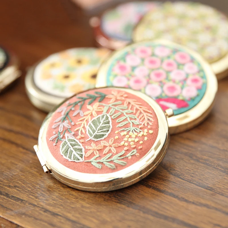 3D зеркало для макияжа с вышивкой сделай сам портативное Складное двухстороннее