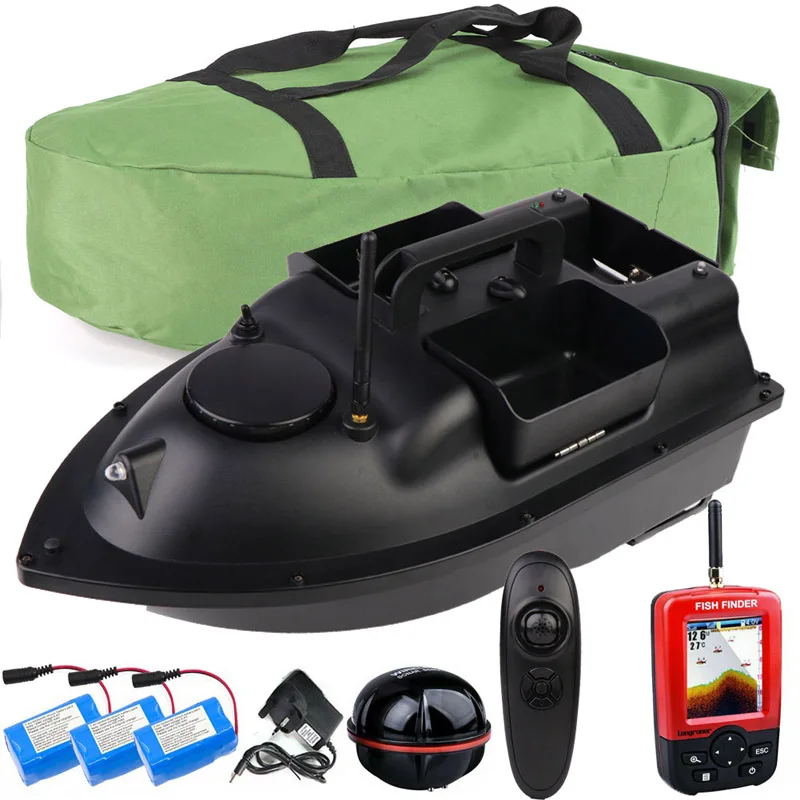 

500M RC Wireless Angling Bait Boat With 3 Hoppers Hook/Bait post 2 Motors,LCD GPS Sensor Fishfinder,Handbag,Batteries Fishing