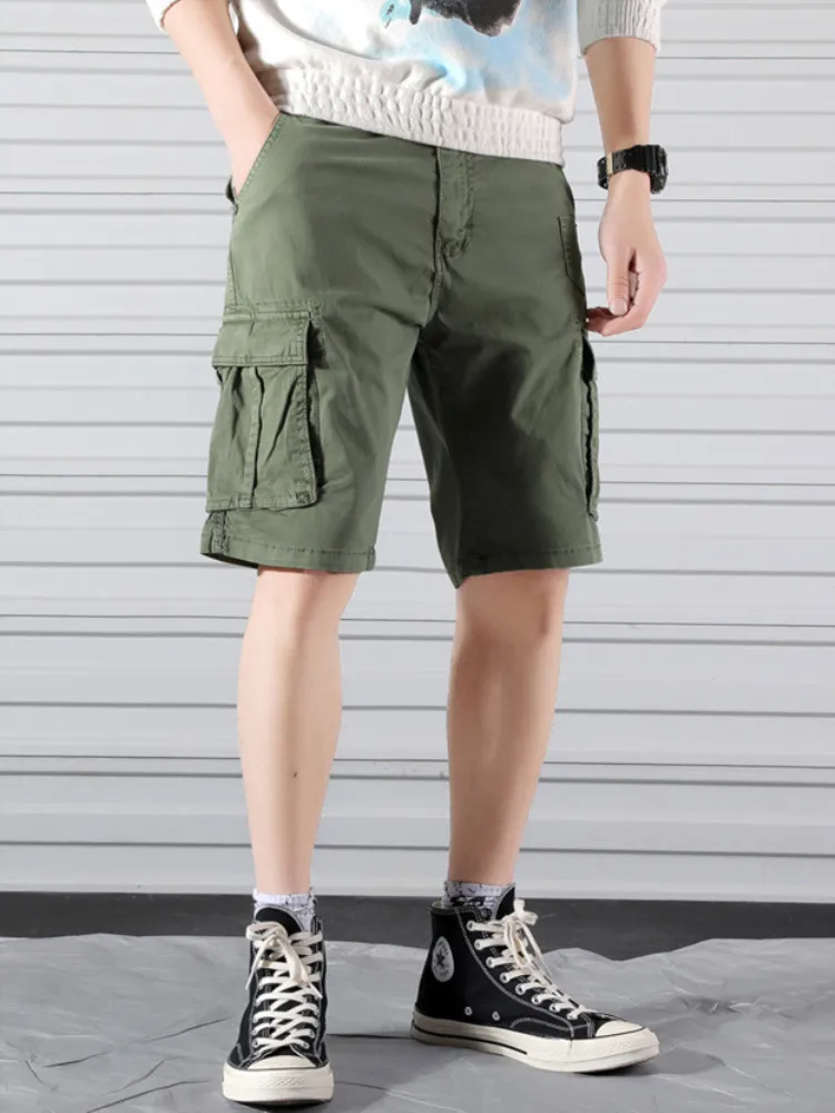 Шорты карго мужские с множеством карманов модные повседневные спортивные штаны