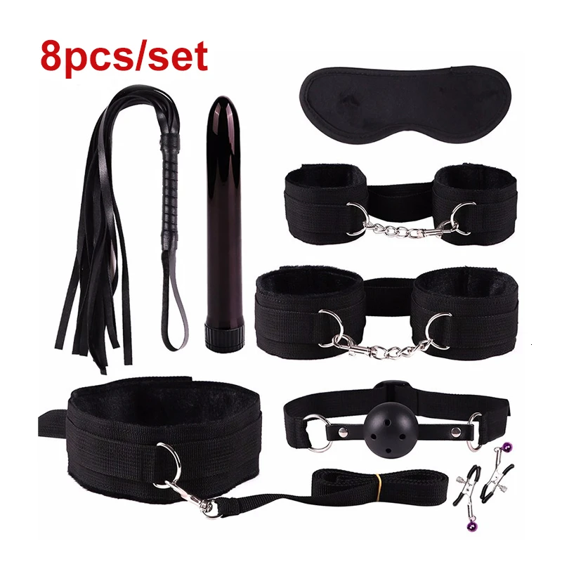 8 шт./компл. сексуальные наручники кнут вибратор зажим для сосков повязка на глаза