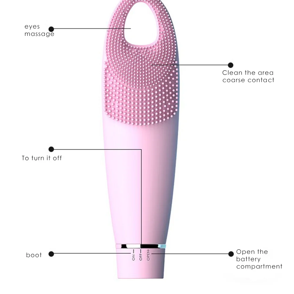

Electric Facial Cleansing Brush Waterproof New Portable Silicone Ultrasonic Vibration Face Deep Cleaner Face Washing Brush