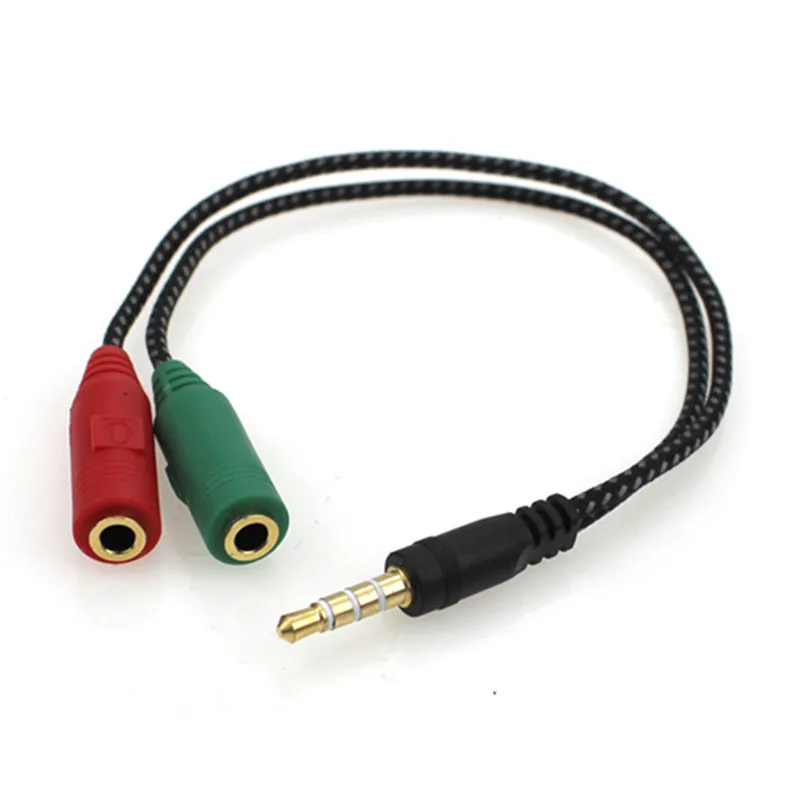 

Mobile phone to Earphone Couple Splitter Earphone Adapter Wire Braided One Male Two Female Gold-plated