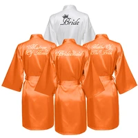 silk robe bride robe orange bridesmaid robes short satin robe bridal robes women wedding bathrobe sleepwear dressing gown
