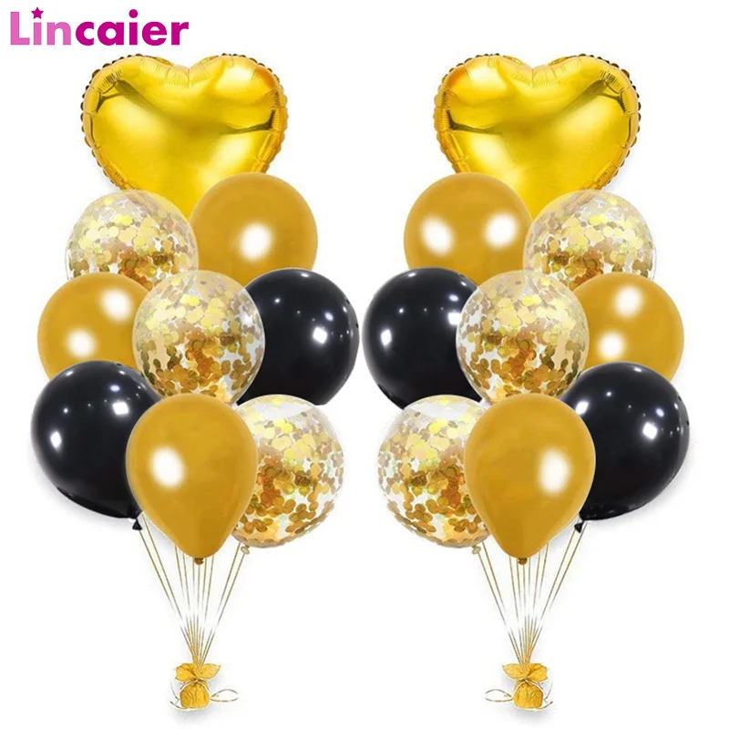 20 шт. воздушные шары в форме сердца черного и золотого цвета | Дом сад
