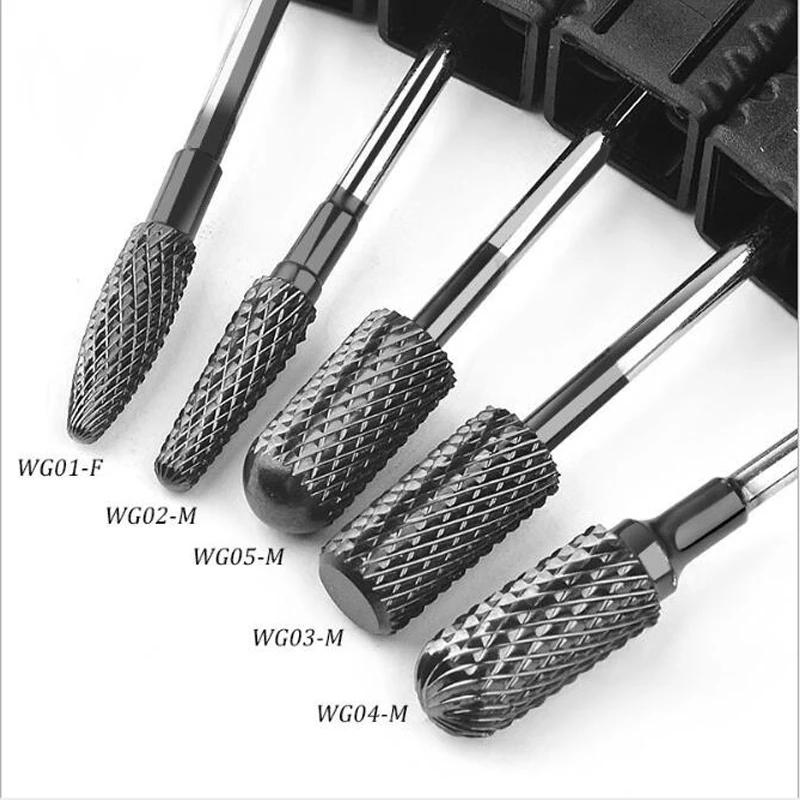 Сверла для ногтей инструменты маникюра сплав биты черные вольфрамовые стальные