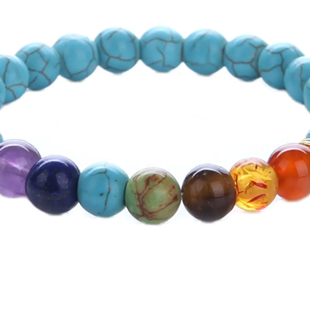 Браслет из Тигрового Глаза 7 Натуральный Камень Чакра Йога Баланс Браслеты Бусы