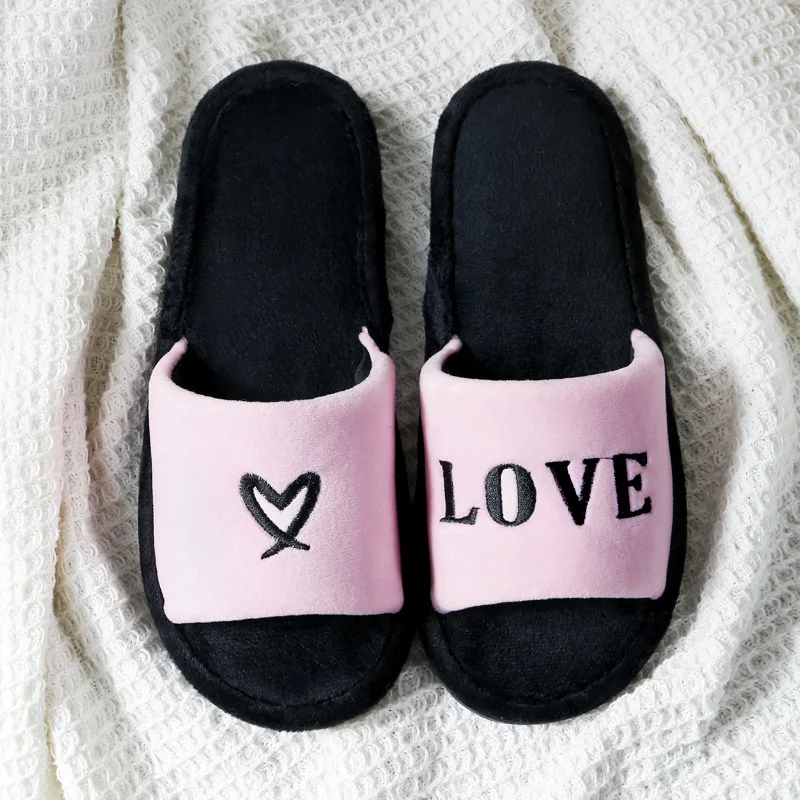 

New couples home floor cotton slipper male household slip open slipper woman fur slides women home sandals size 45 womens shoes