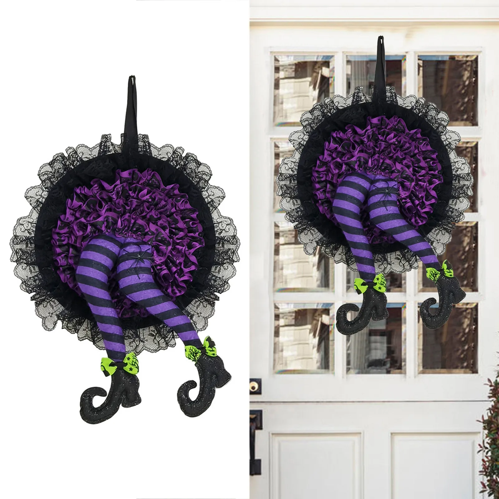 Счастливый венок на Хэллоуин игрушки с ведьмой ногах искусственные украшения в