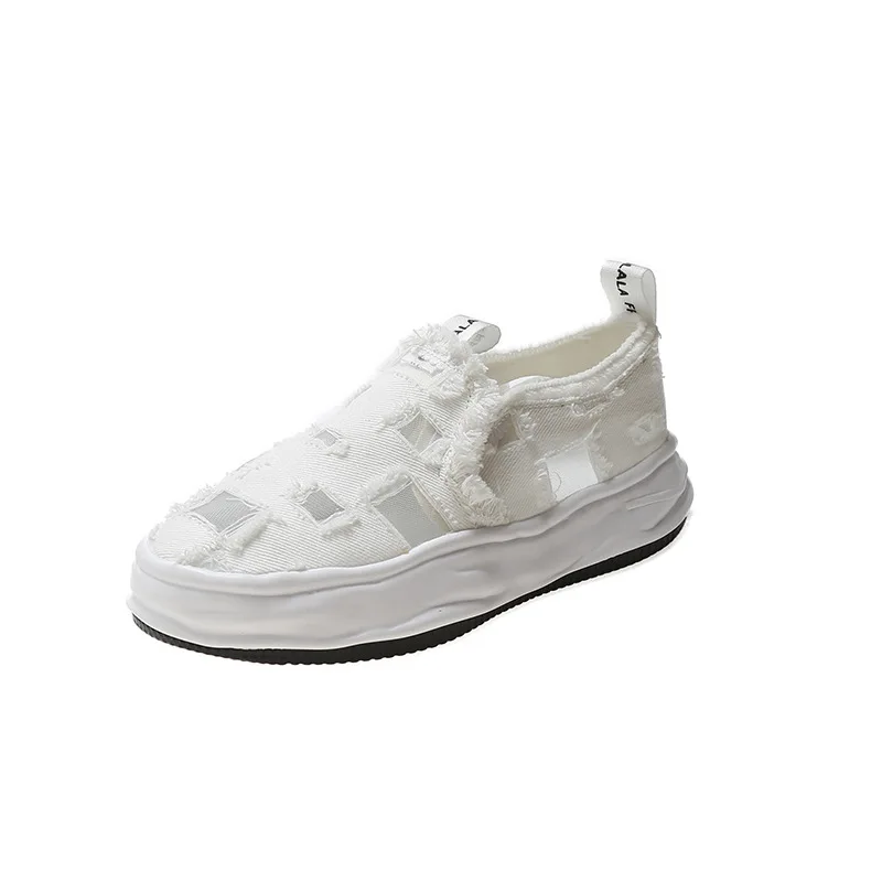 

2021 New Women's Vulcanized Shoes Thick-soled Canvas Shoes Women's New Casual Sports Shoes Hollow Breathable White Shoes Women