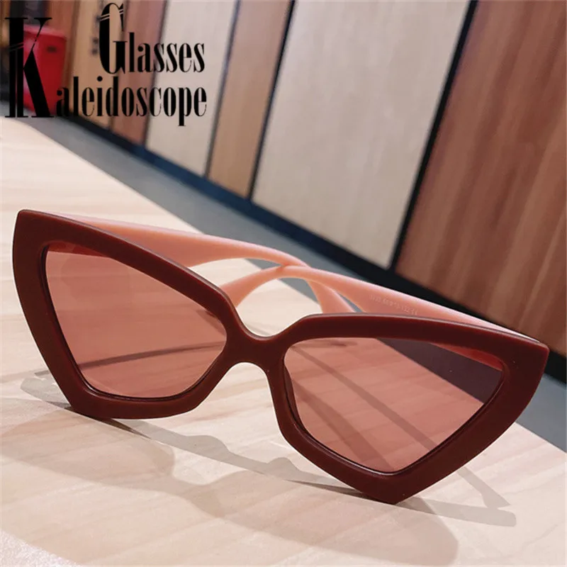 Солнцезащитные очки унисекс многоугольные кошачий глаз винтажные треугольные