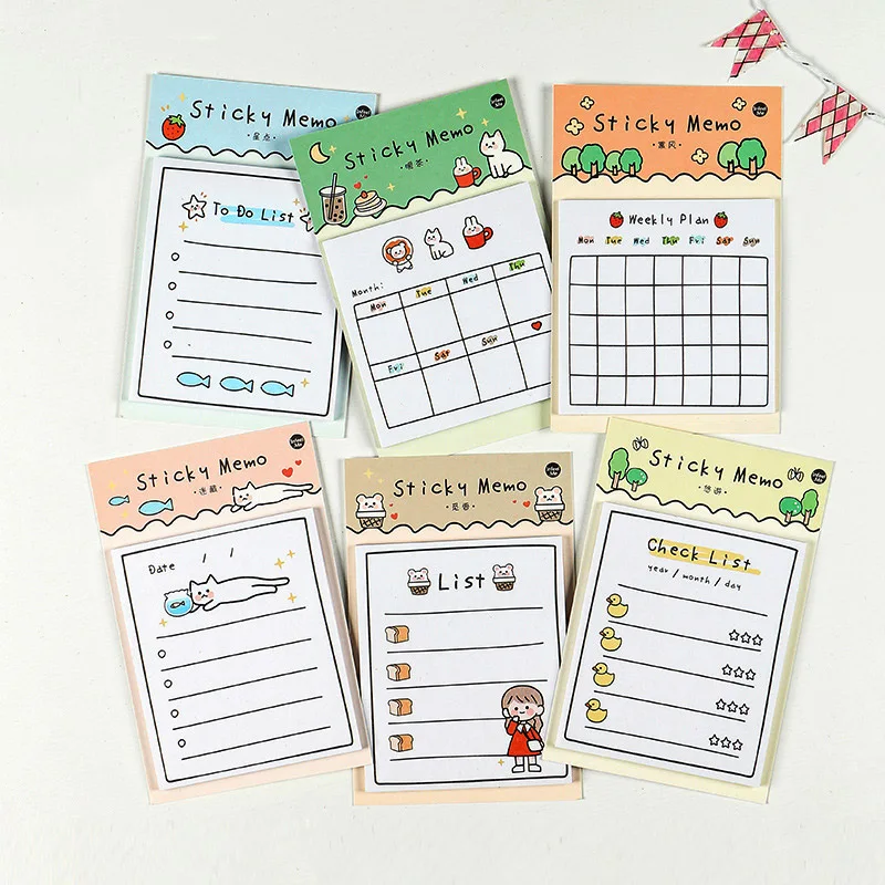 

1PC Creative Cute Stickers Notepad Notebook Hand Account Message Note N Times Posted Children Student Gift Office School Supplie
