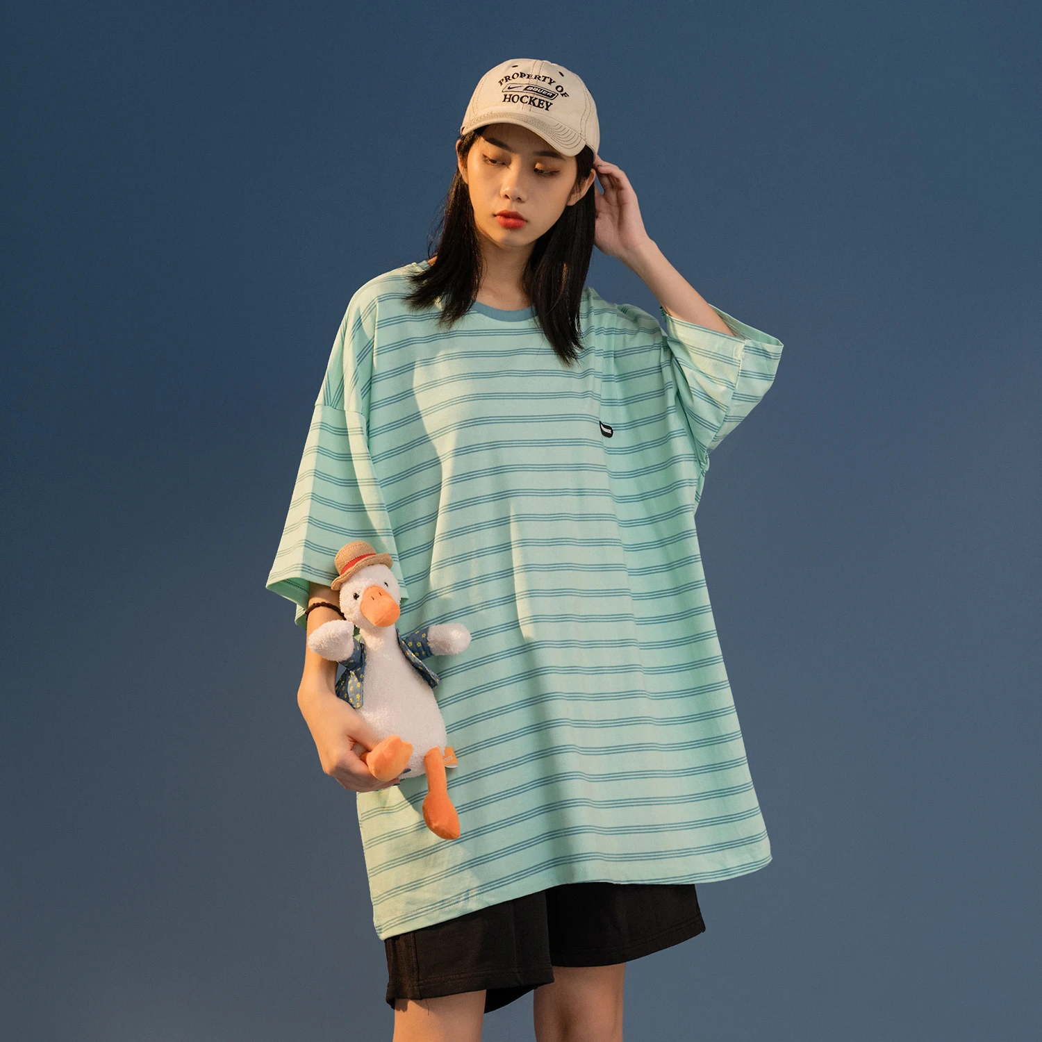 

Tidal current Women's clothing 2021 summer New casual plus size tee omighty Short Sleeve T-Shirt harajuku Top striped clothes
