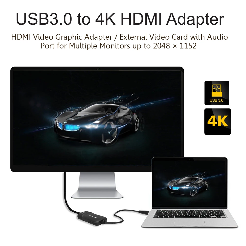 Wavlink USB 3.0 To 4K HDMI Display Adapter Multi Monitor Video Graphic HD 3840x2160 output Windows Vista/7/8/8.1 Mac OS | Компьютеры и