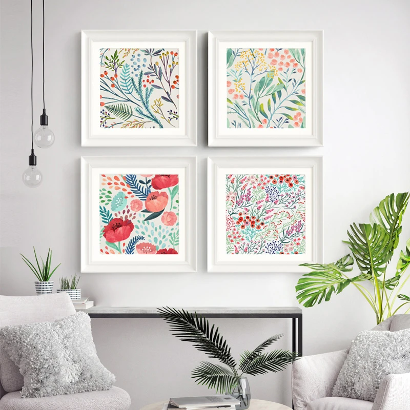 Плакат на холсте с зелеными растениями в скандинавском стиле Современная