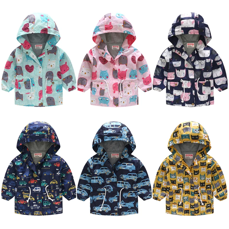

Baby Boy Clothes New Spring Autumn Zipper Hooded Kids Jacket Fashion Cartoon Printed Girls Coat Children's Outerwear Windbreaker