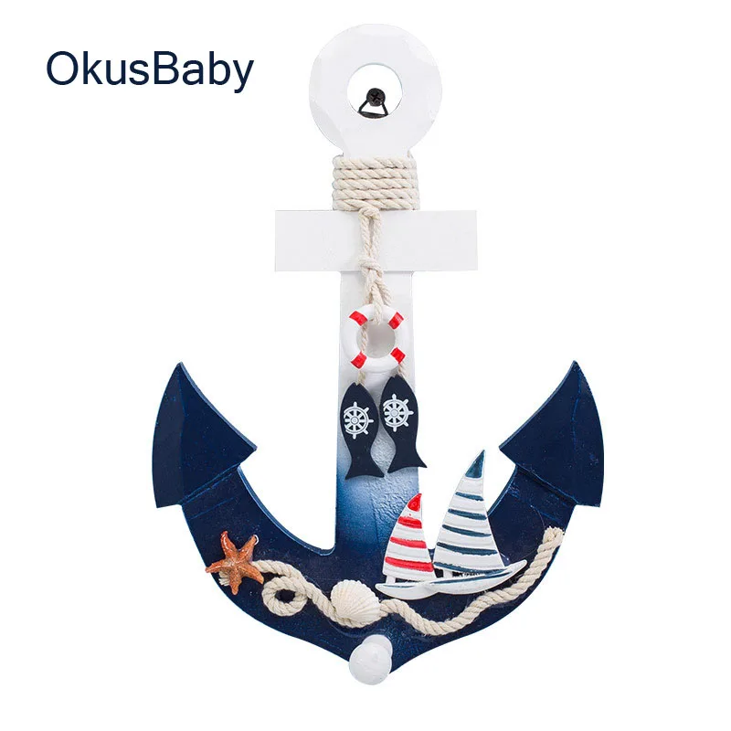 Настенная деревянная игрушка в средиземноморском стиле лодка якорь орнамент